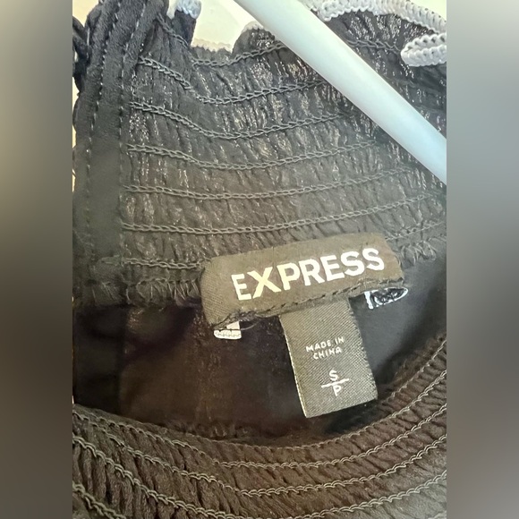 Express black mesh top with white accents in size S. - Picture 3 of 4